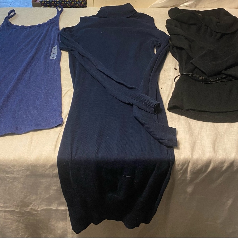 Bundle of 3 XS size JENNIPER LOPEZ navy dress ,OLD NAVY top,EXPRESS black top
